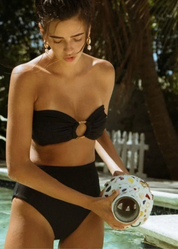 Black Rib Tori Bandeau Bikini Top