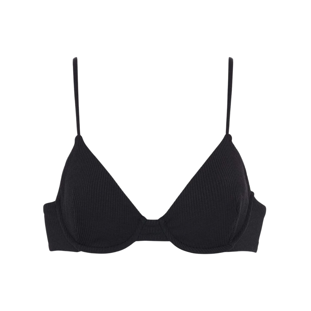 Black Rib Dainty Bikini Top
