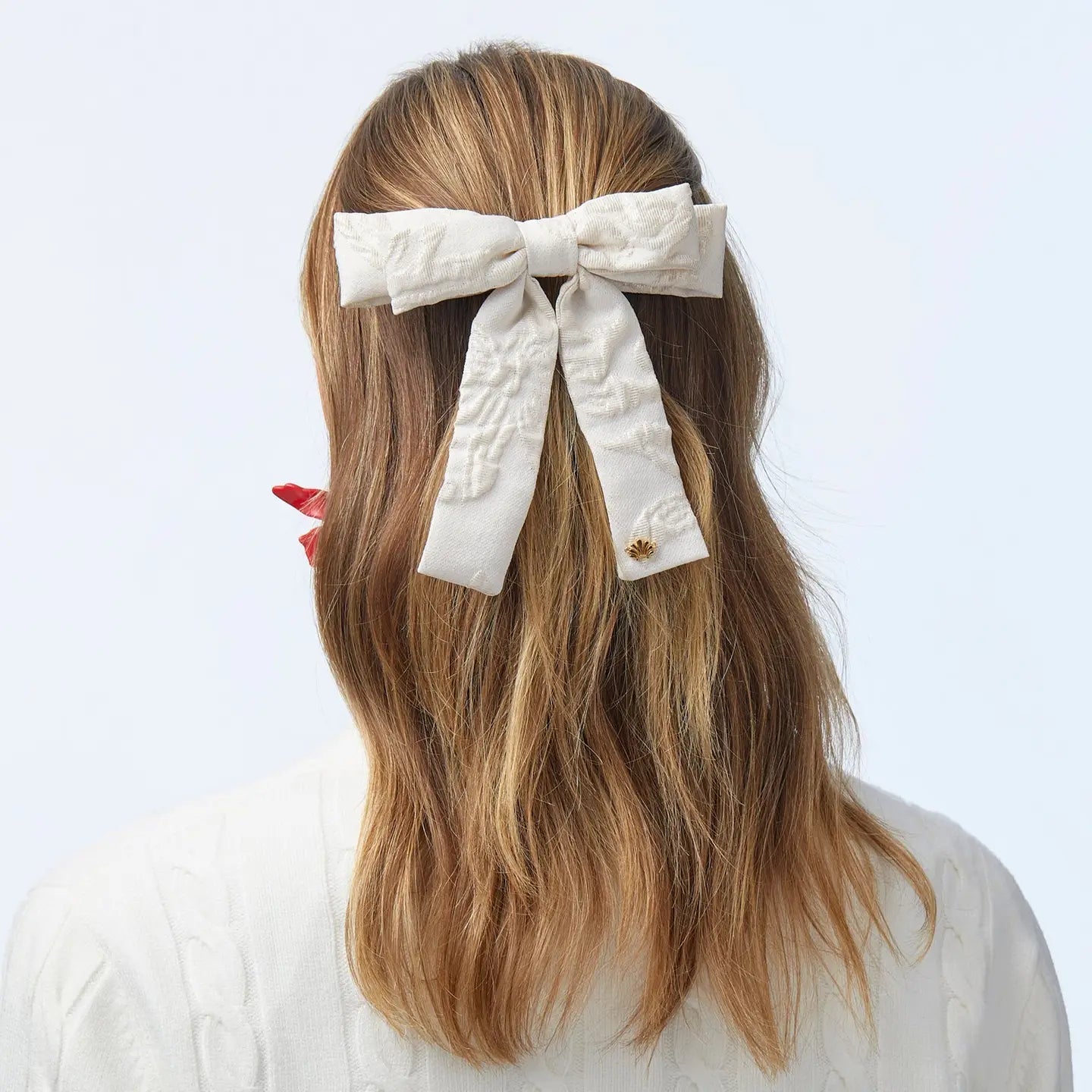 Ivory Lily Jacquard Antoinette Bow Barrette